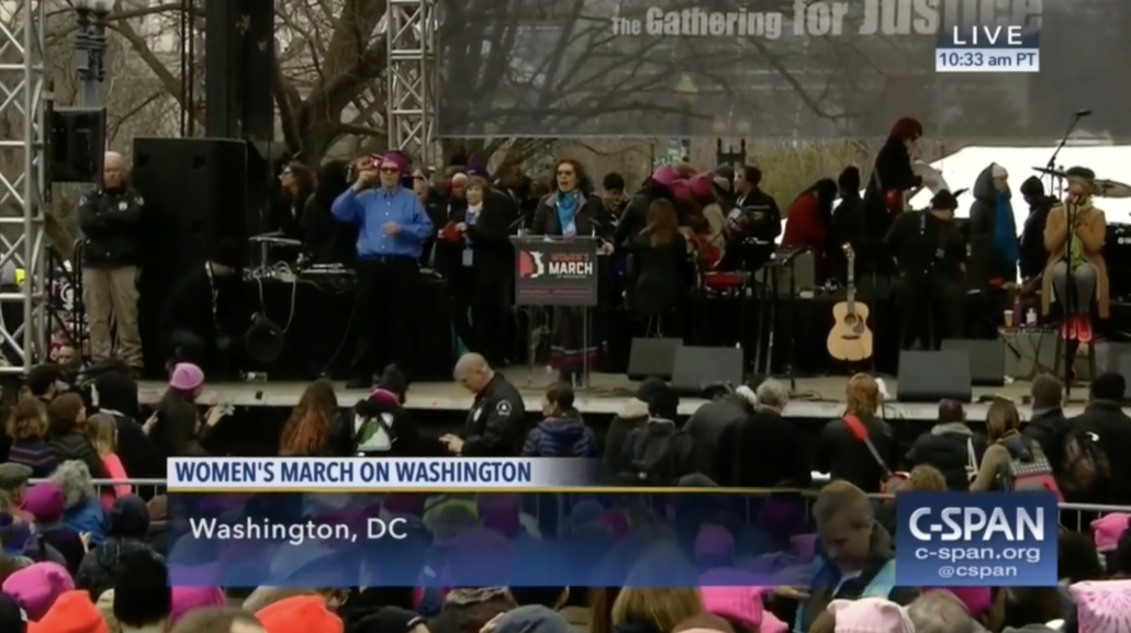 Judith Le Blanc speaks at the Women's March in DC